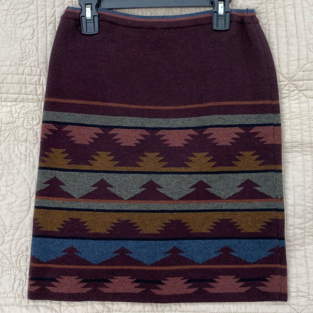 NEW!! Peruvian Connection 100% Pima Cotton Southwestern Aztec Knit Mini Skirt XS